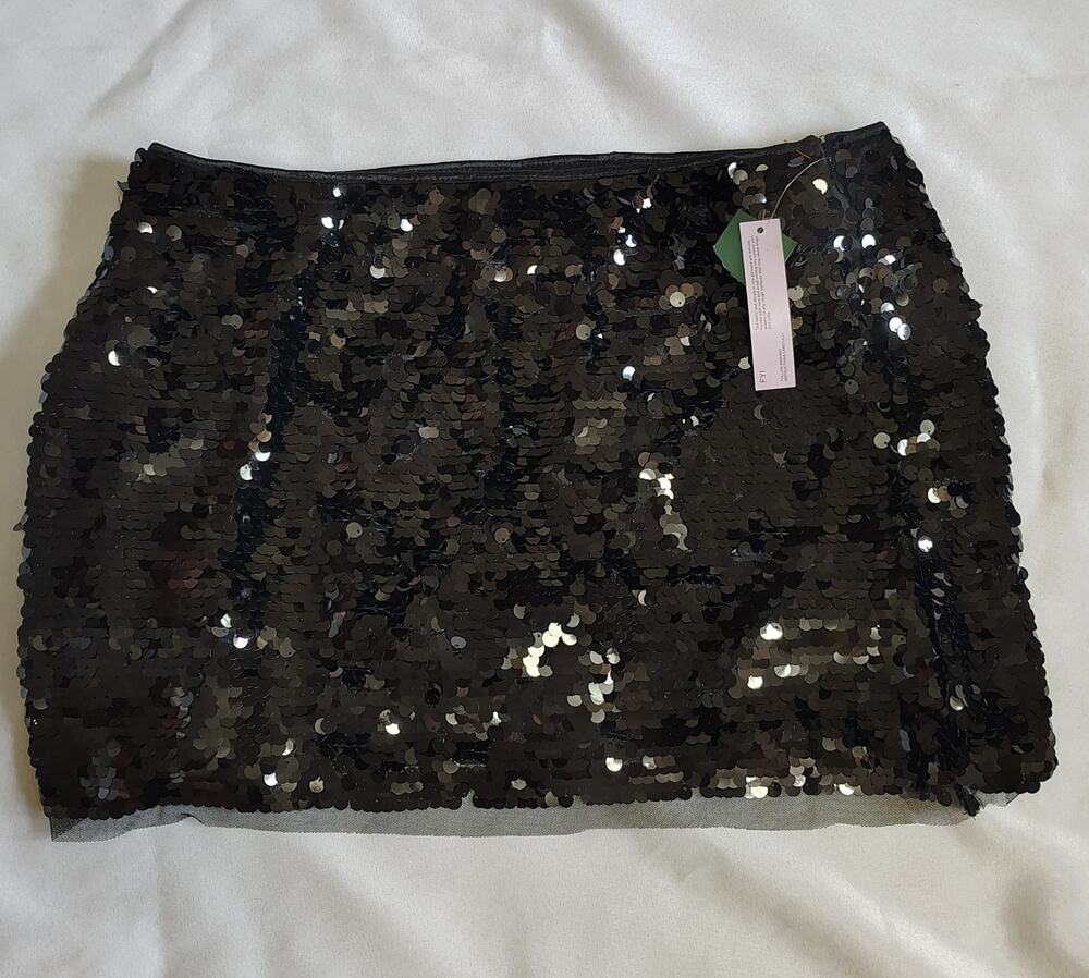 Wild Fable Black Sequin Mini Skirt Size L
